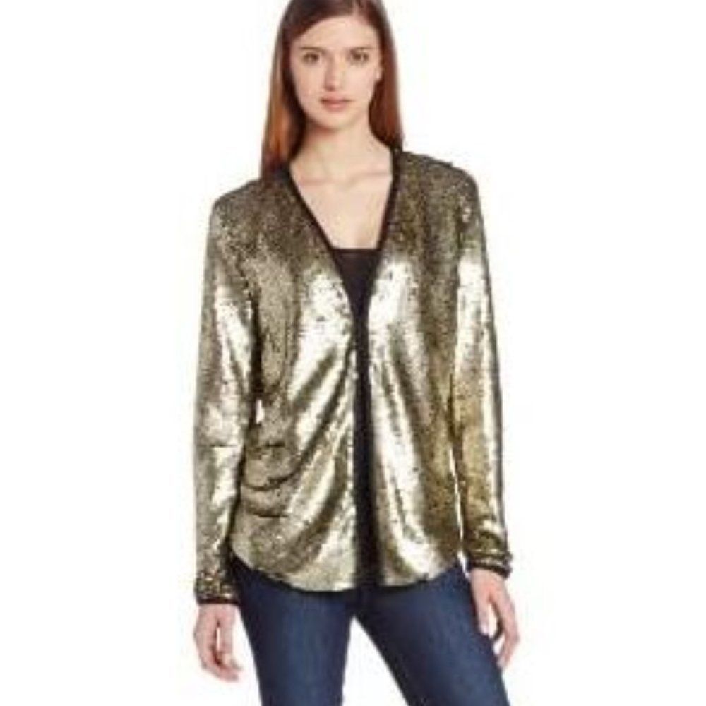LAMADE All Over Sequin Open-Front Jacket Size XS